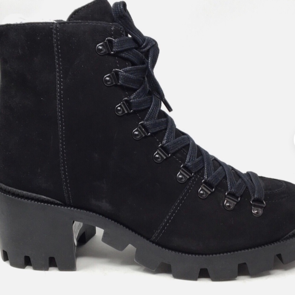 Schutz Xayane Women’s SIze 10 B Black Combat Lace Up Suede Lug Sole Boot - Picture 5 of 7
